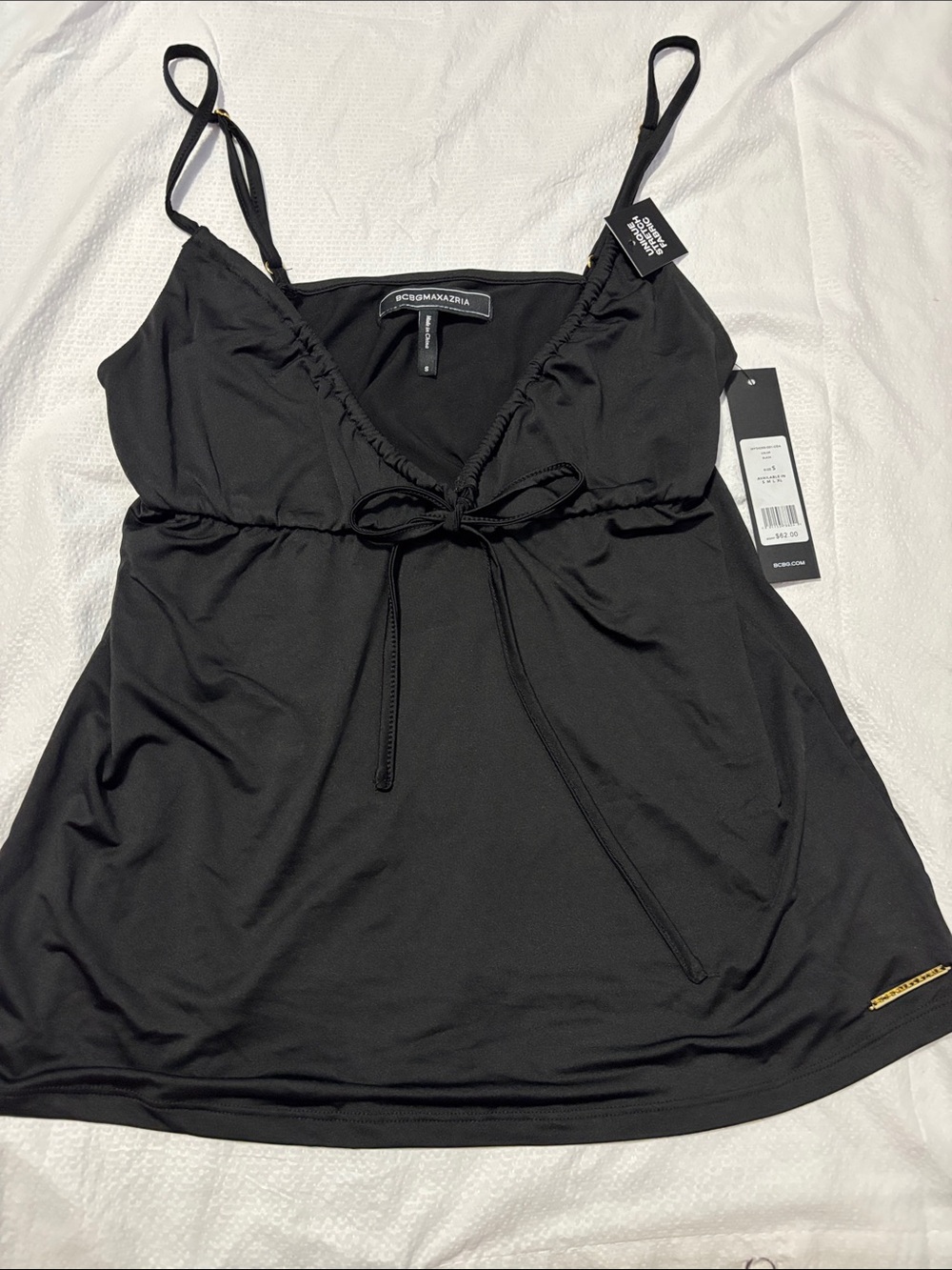 BCBGMaxAzria Black V-Neck Tie-Front Camisole